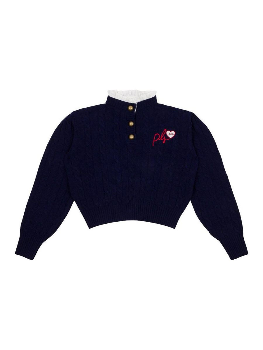 Philosophy di Lorenzo Serafini Pull Col Rond - Bleu