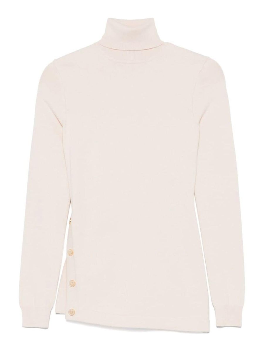 Elisabetta Franchi Pull Col Rond - Blanc