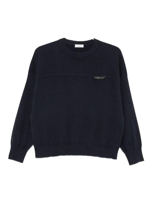 Brunello Cucinelli Pull Col Rond - Bleu