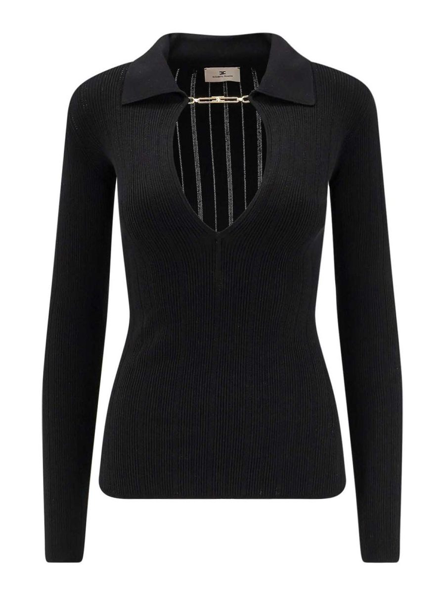 Elisabetta Franchi Pull Col Bateau - Noir