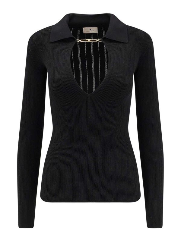 Elisabetta Franchi Pull Col Bateau - Noir