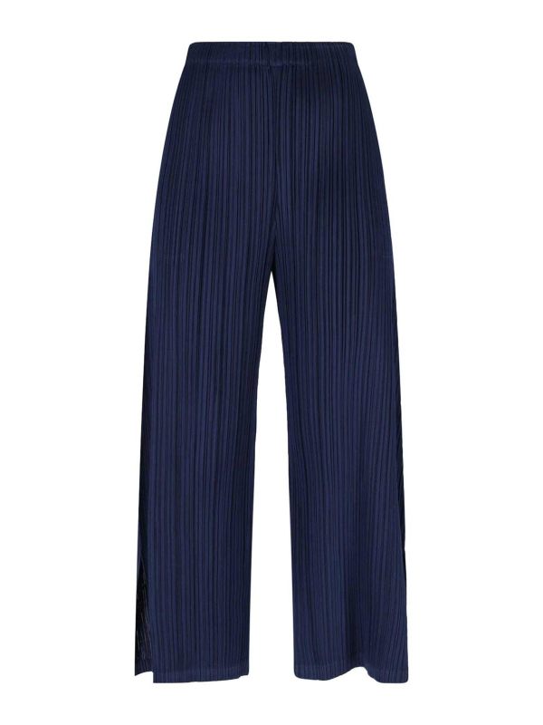 Pleats Please Issey Miyake Pantalons Décontractés - Bleu