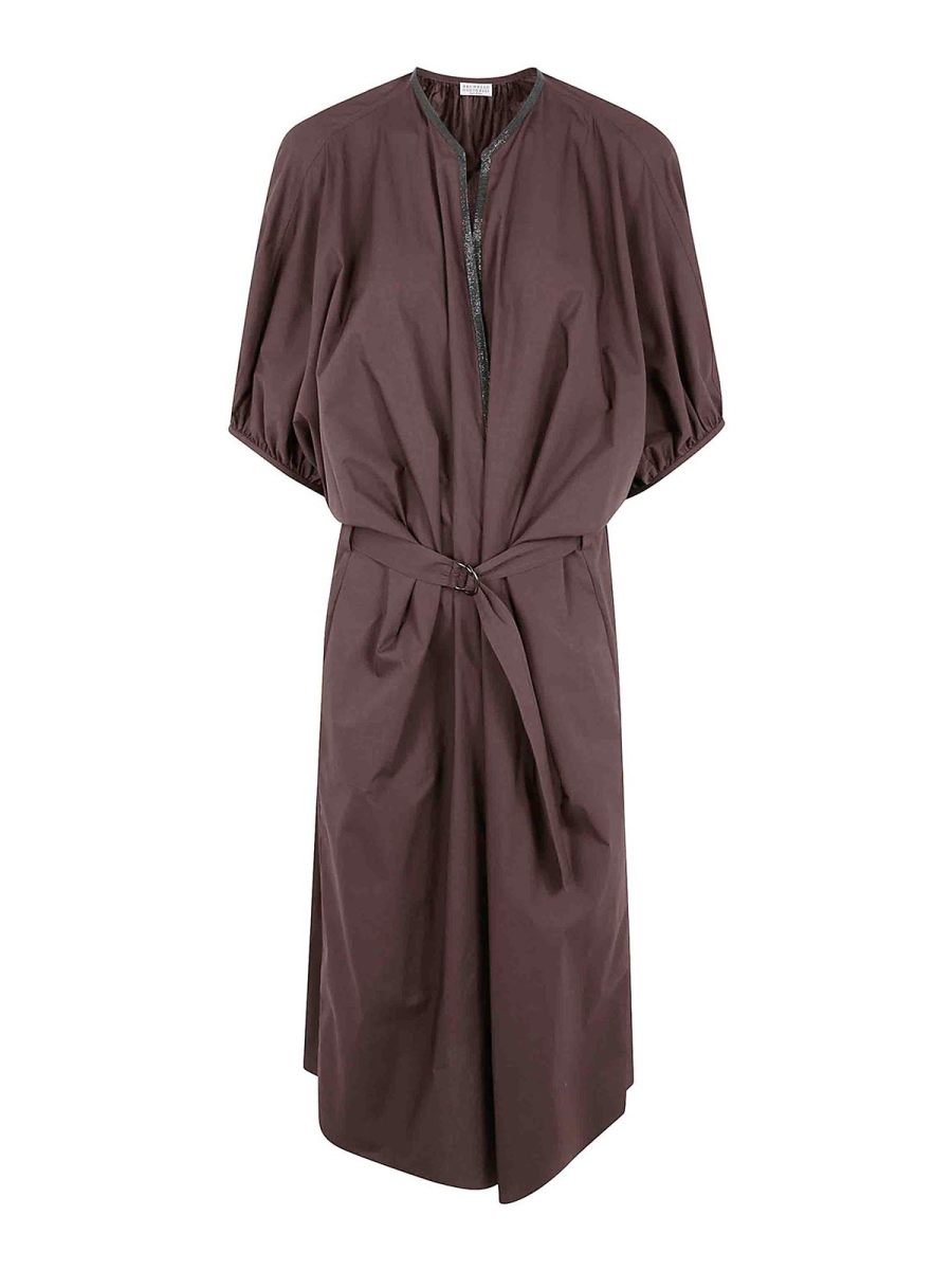 Brunello Cucinelli Robe Au Genou - Marron