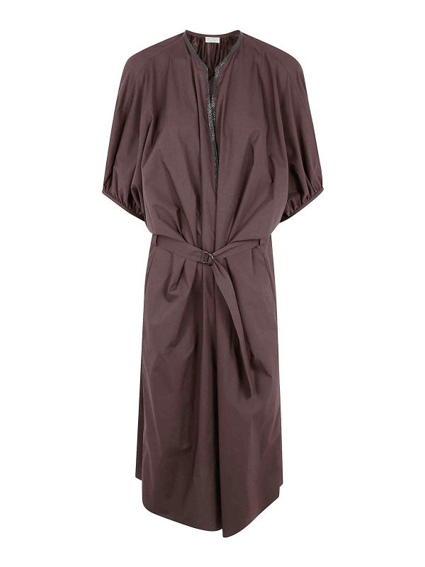 Brunello Cucinelli Robe Au Genou - Marron
