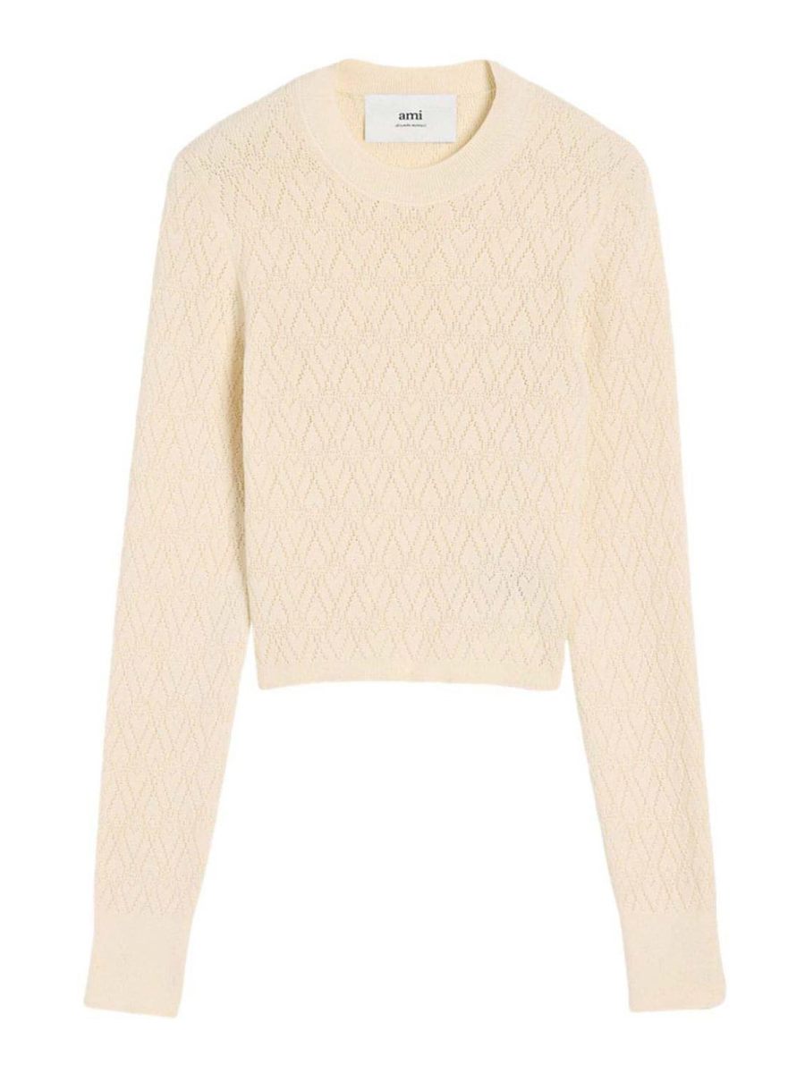 Ami Paris Pull Col Bateau - Crème