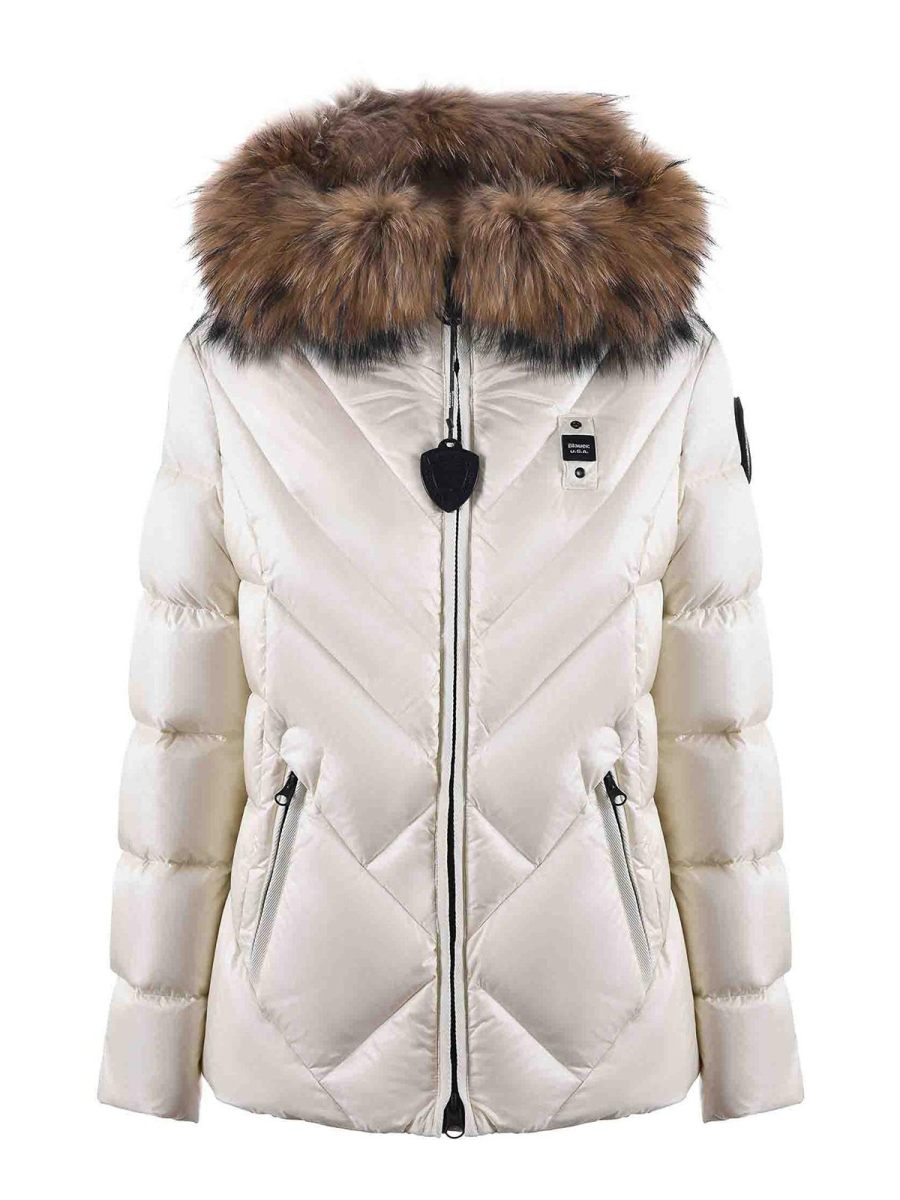 Blauer Blouson Rembourré - Blanc