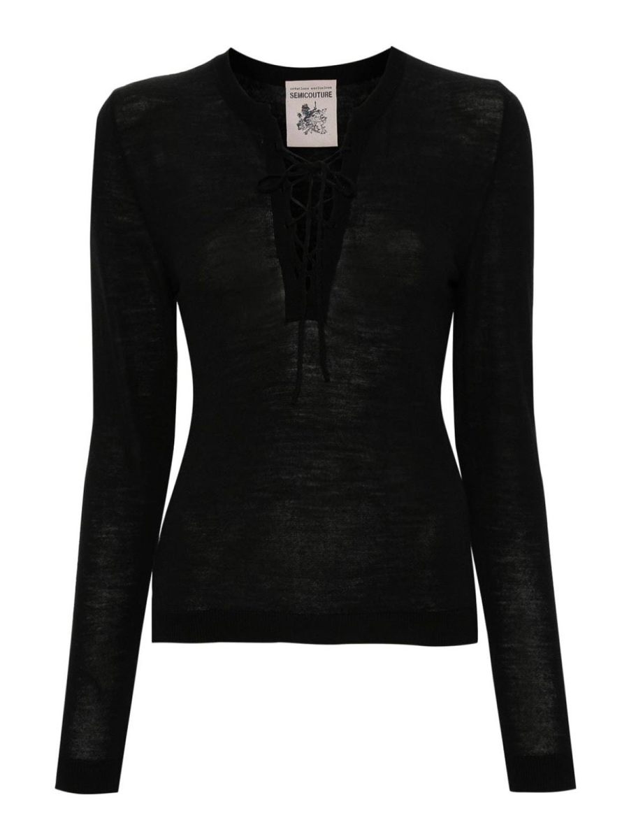 Semicouture Pull Col Rond - Noir