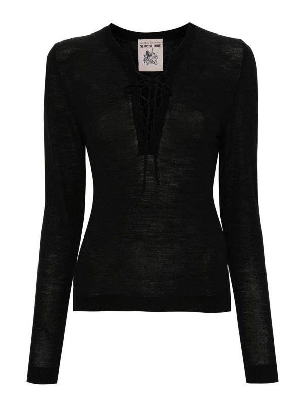Semicouture Pull Col Rond - Noir