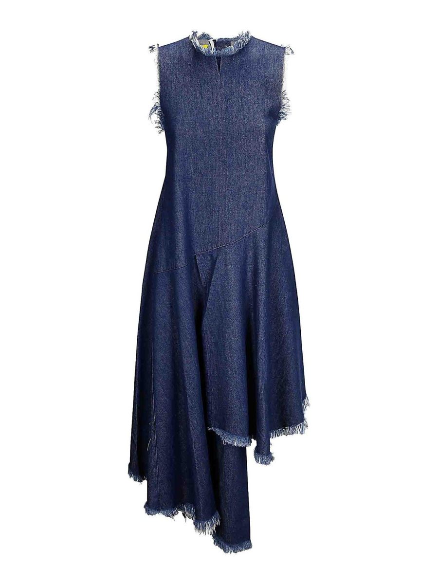 Marques' Almeida Robe Au Genou - Foncé Délavé