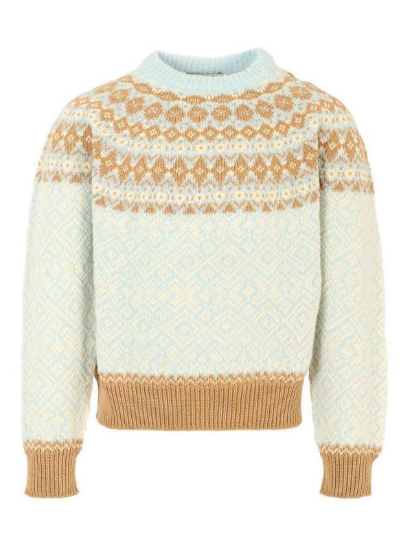Moncler Pull Col Rond - Bleu Clair