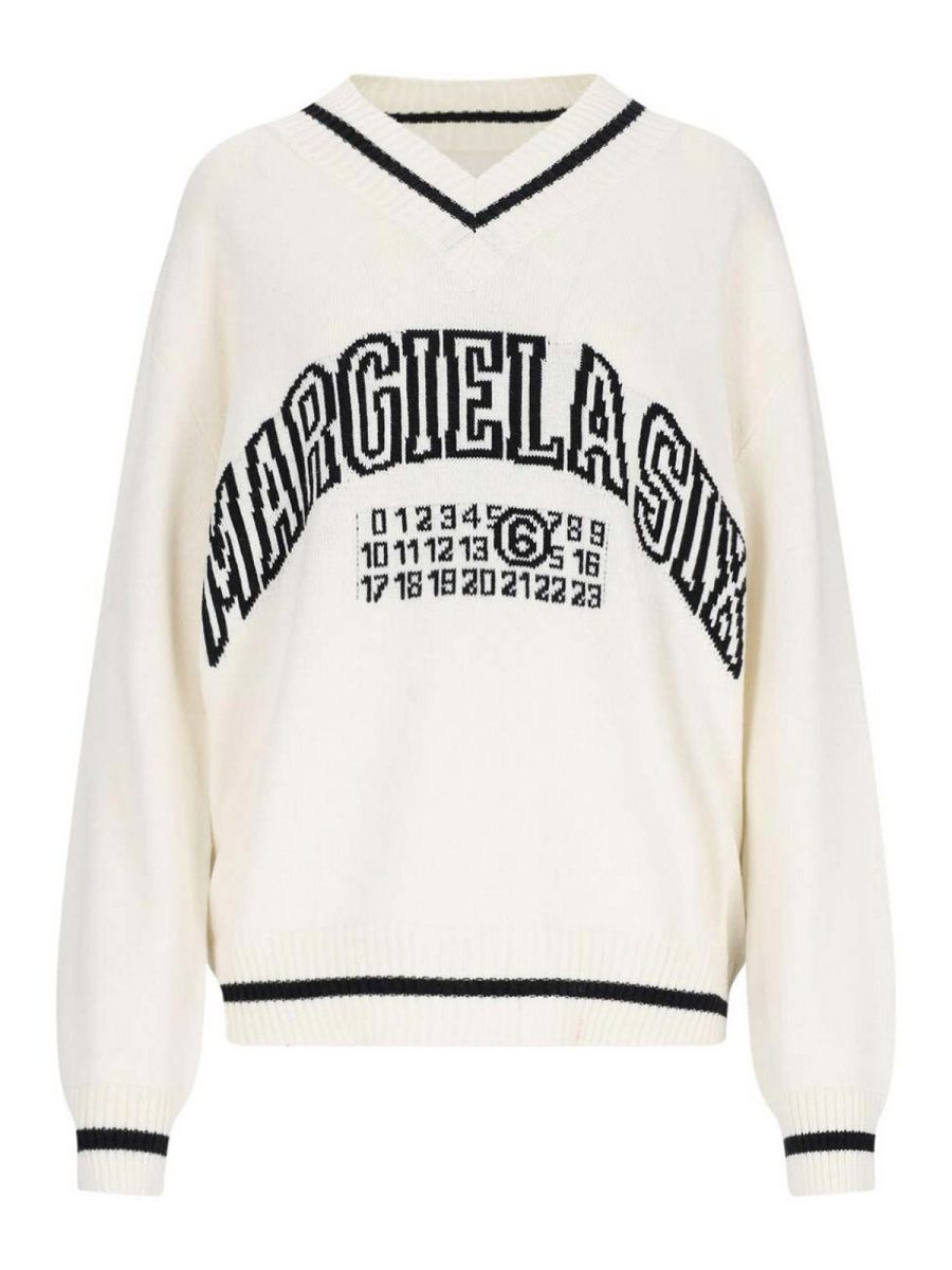 MM6 Maison Margiela Pull Col Bateau - Blanc