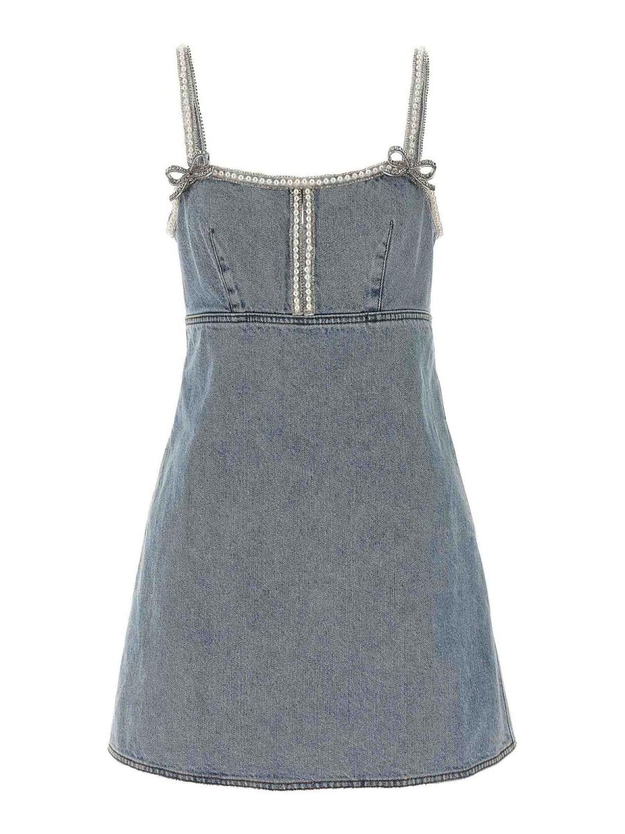 Self Portrait Robe Courte - Bleu Clair