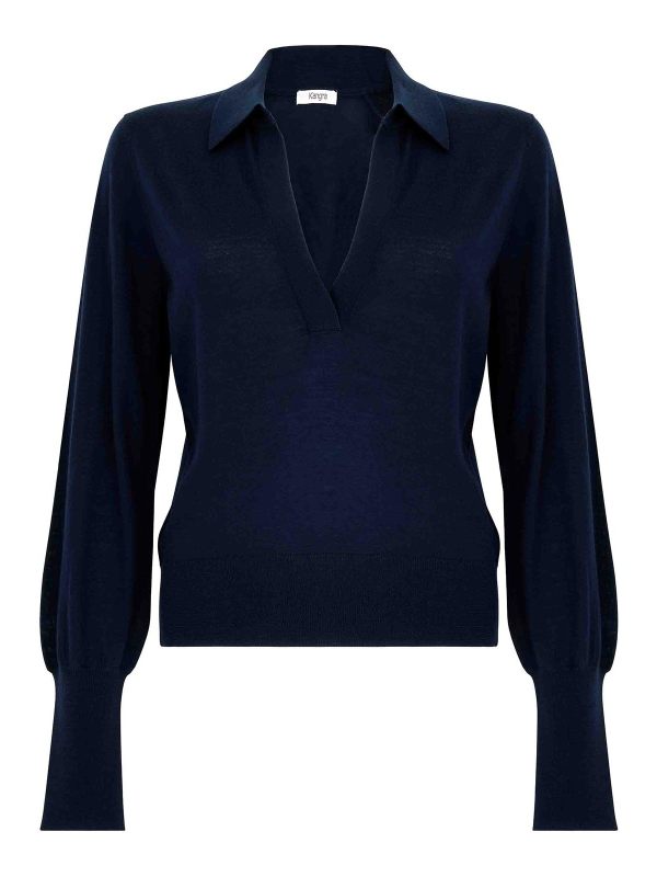 Kangra Cashmere Pull Col Rond - Bleu