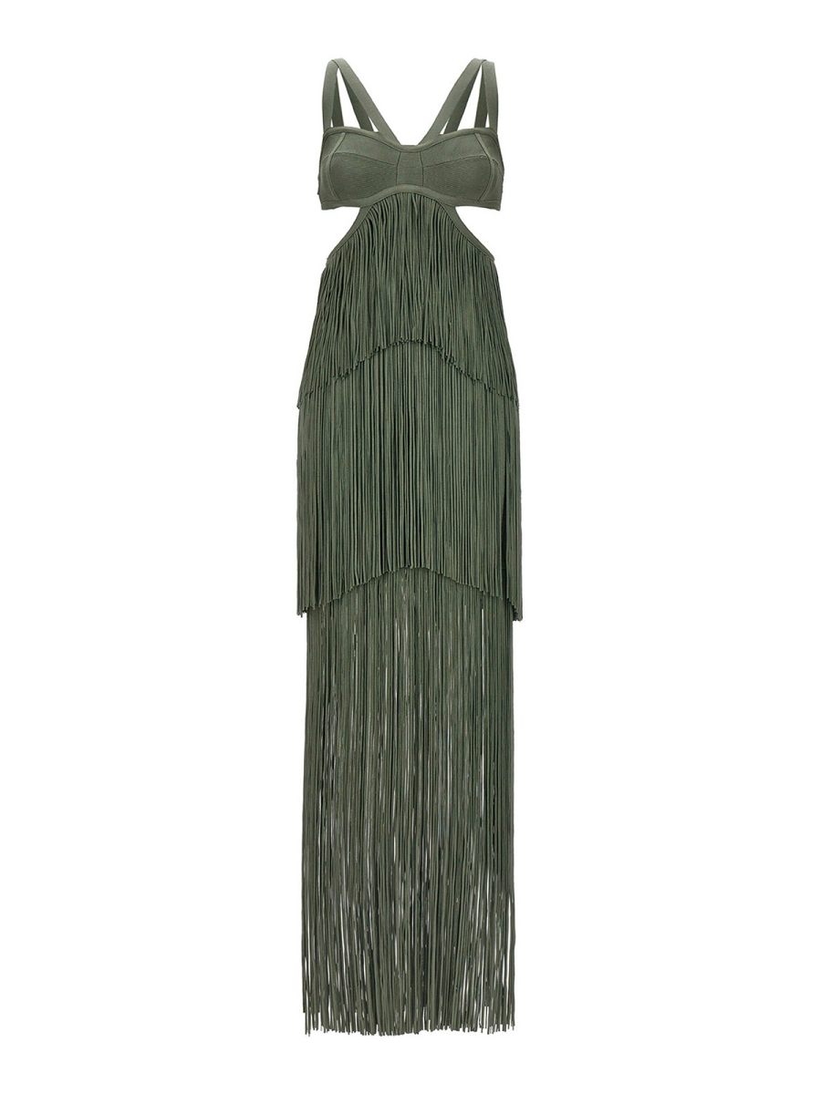 Herve Leger Robe Au Genou - Vert