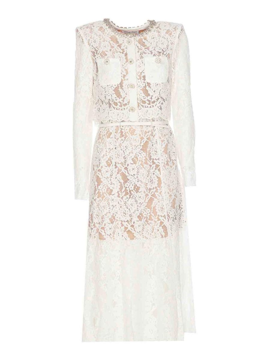 Self Portrait Robe Au Genou - Blanc
