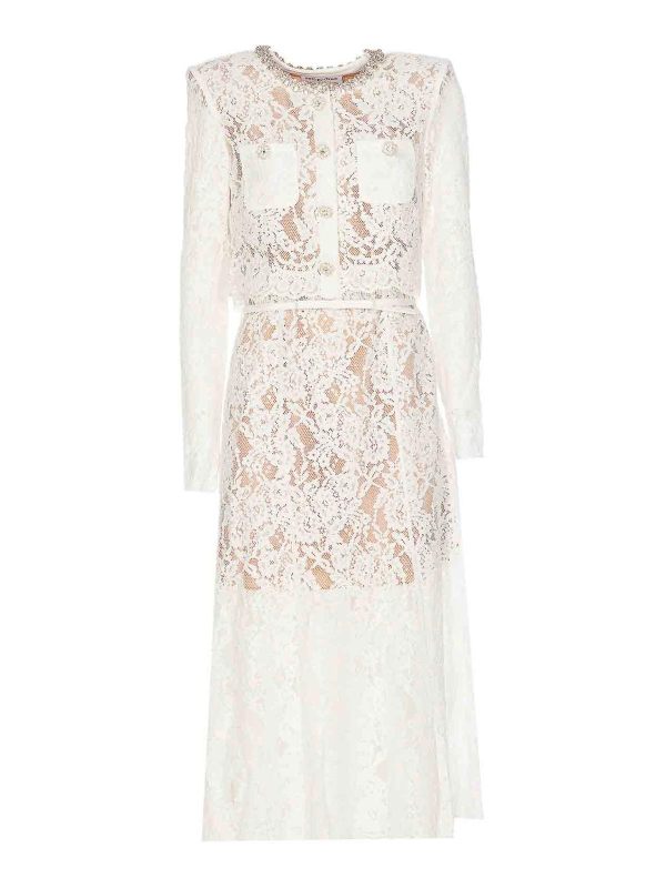Self Portrait Robe Au Genou - Blanc