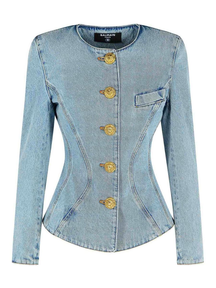 Balmain Pull Col Rond - Bleu Clair