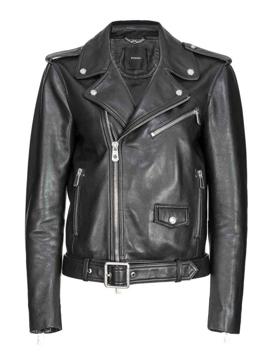 Pinko Blouson En Cuir - Noir
