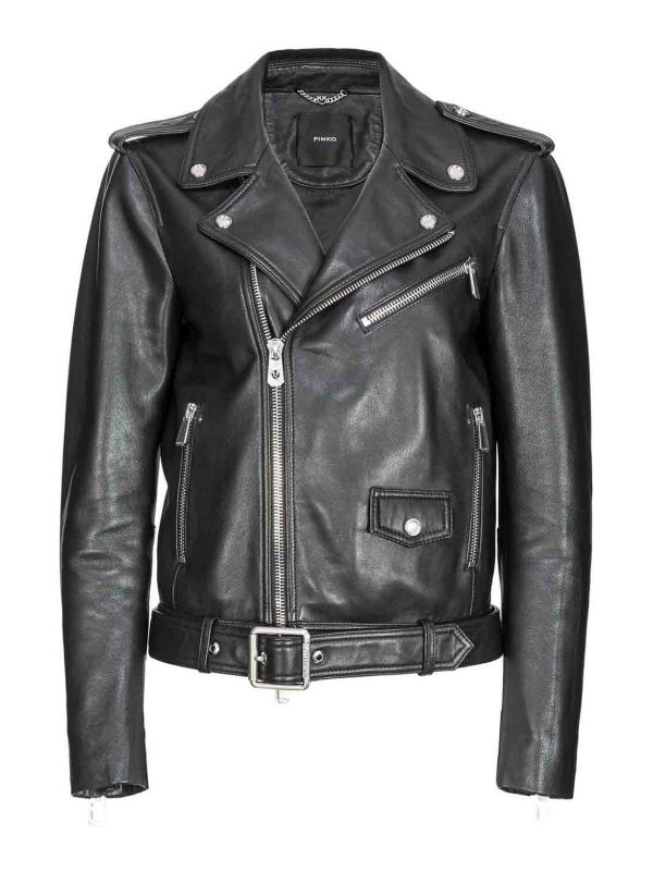 Pinko Blouson En Cuir - Noir