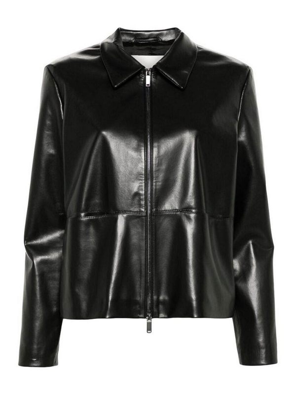 Calvin Klein Blouson En Cuir - Noir