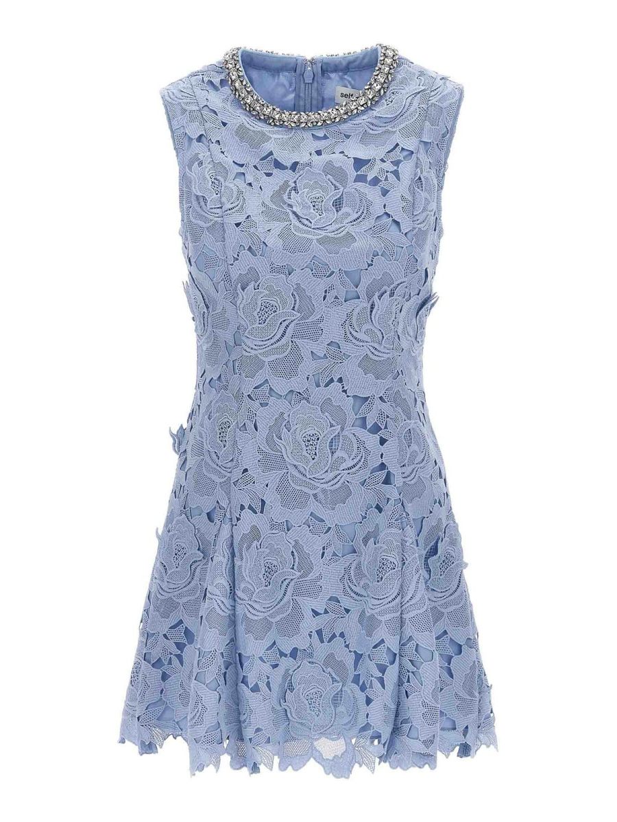Self Portrait Robe Courte - Bleu Clair