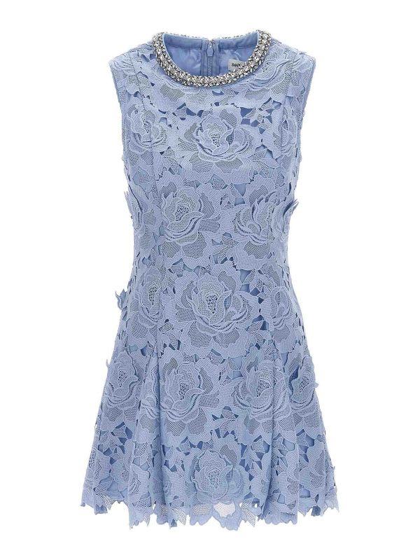 Self Portrait Robe Courte - Bleu Clair