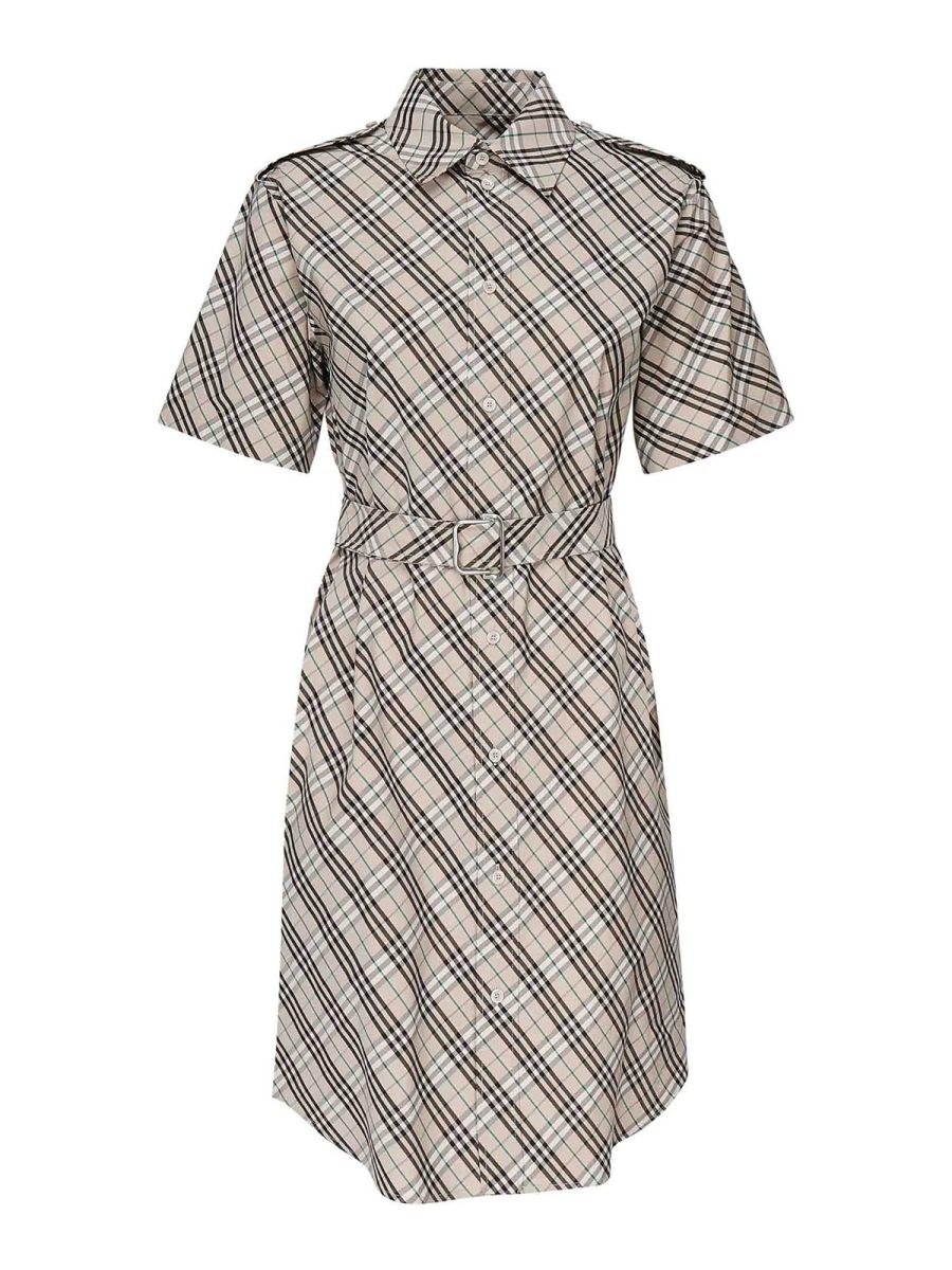 Burberry Robe Au Genou - Beige
