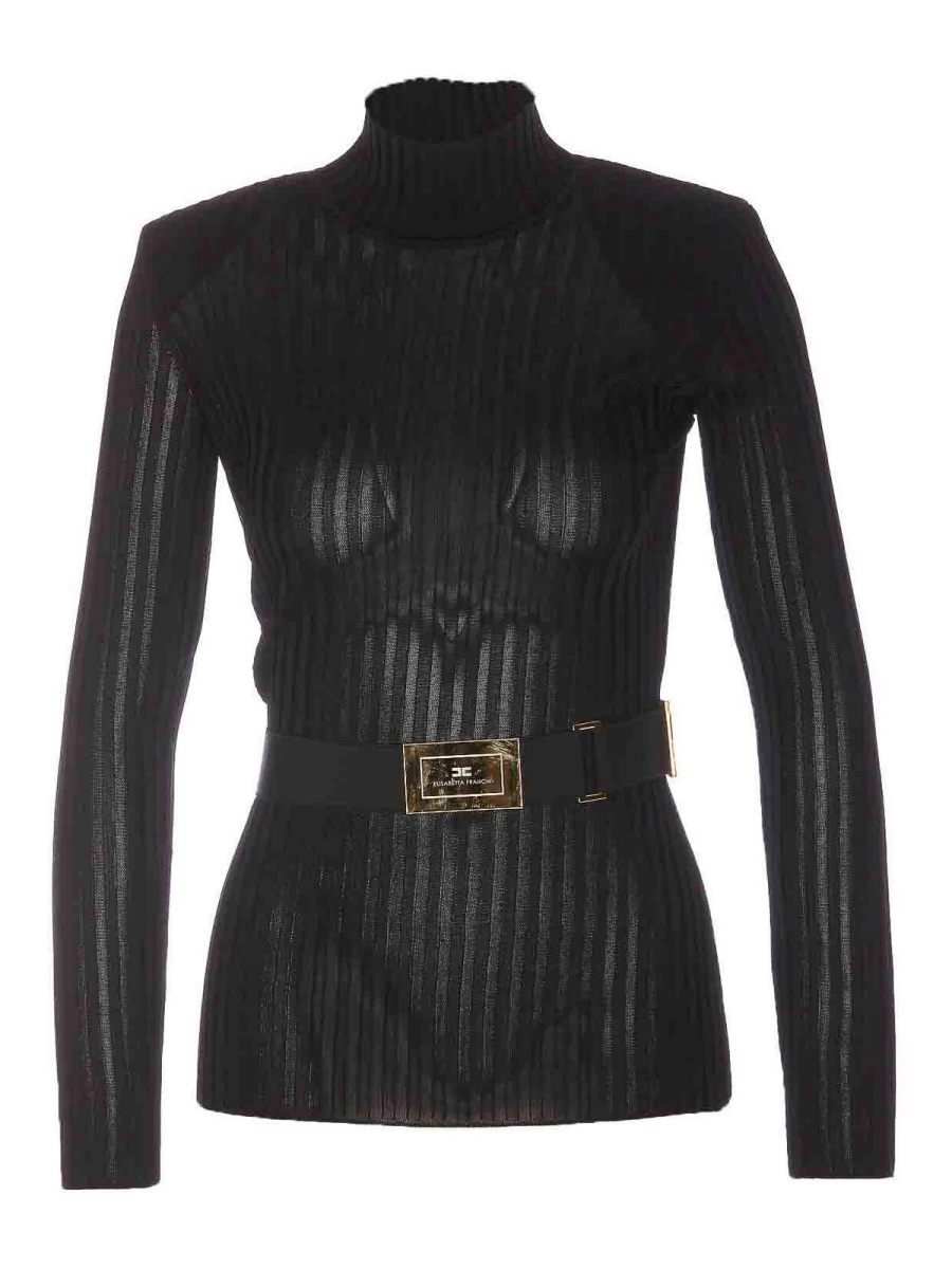 Elisabetta Franchi Pull Col Rond - Noir
