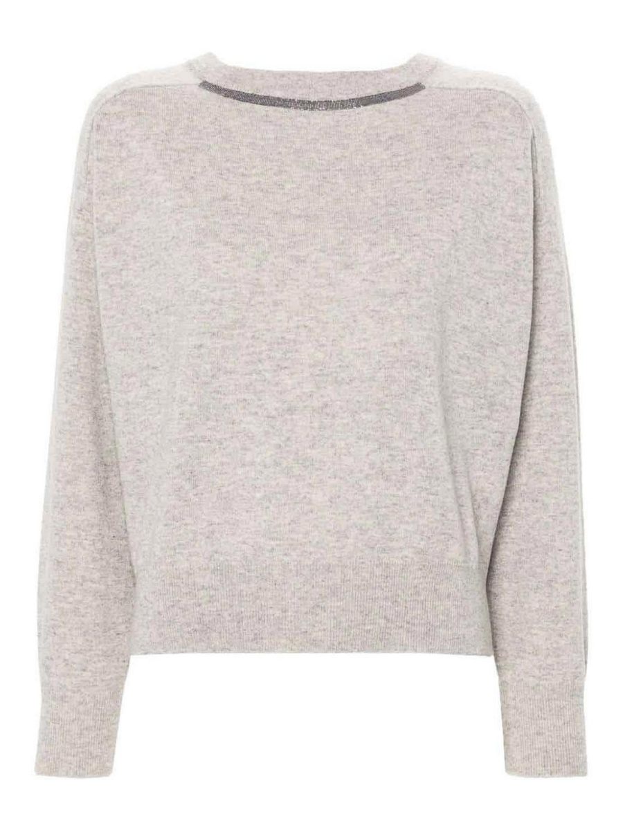 Brunello Cucinelli Pull Col Rond - Gris