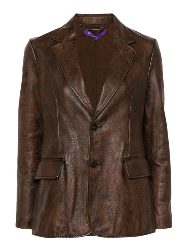 Polo Ralph Lauren Blouson En Cuir - Beige