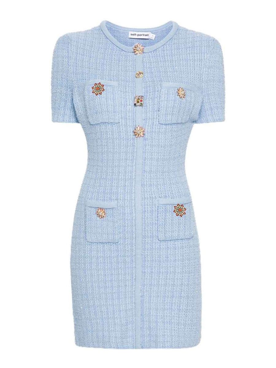 Self Portrait Robe Courte - Bleu Clair