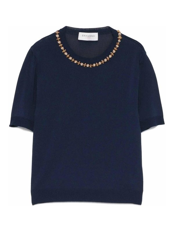 Ermanno Firenze Pull Col Bateau - Bleu