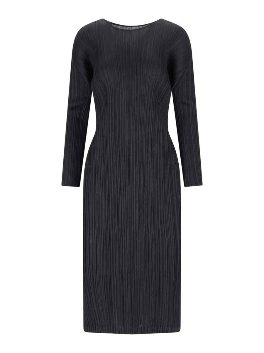 Pleats Please Issey Miyake Robe Au Genou - Noir