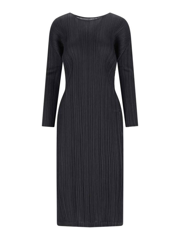 Pleats Please Issey Miyake Robe Au Genou - Noir