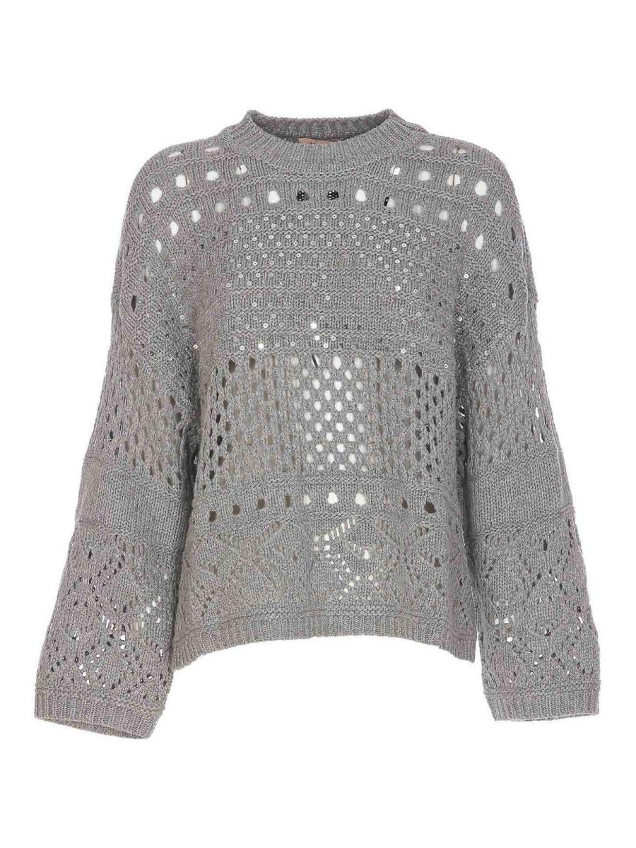 Twinset Pull Col Rond - Gris