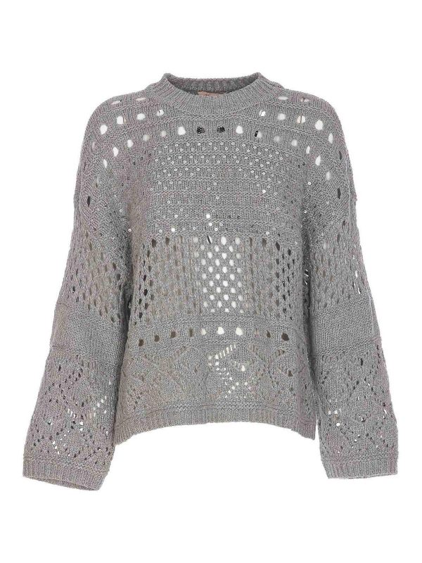 Twinset Pull Col Rond - Gris