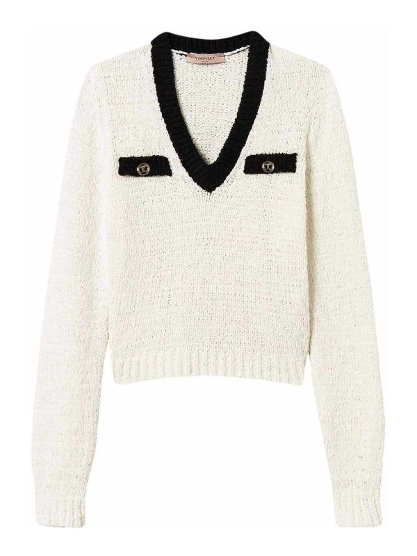 Twinset Pull Col Rond - Blanc