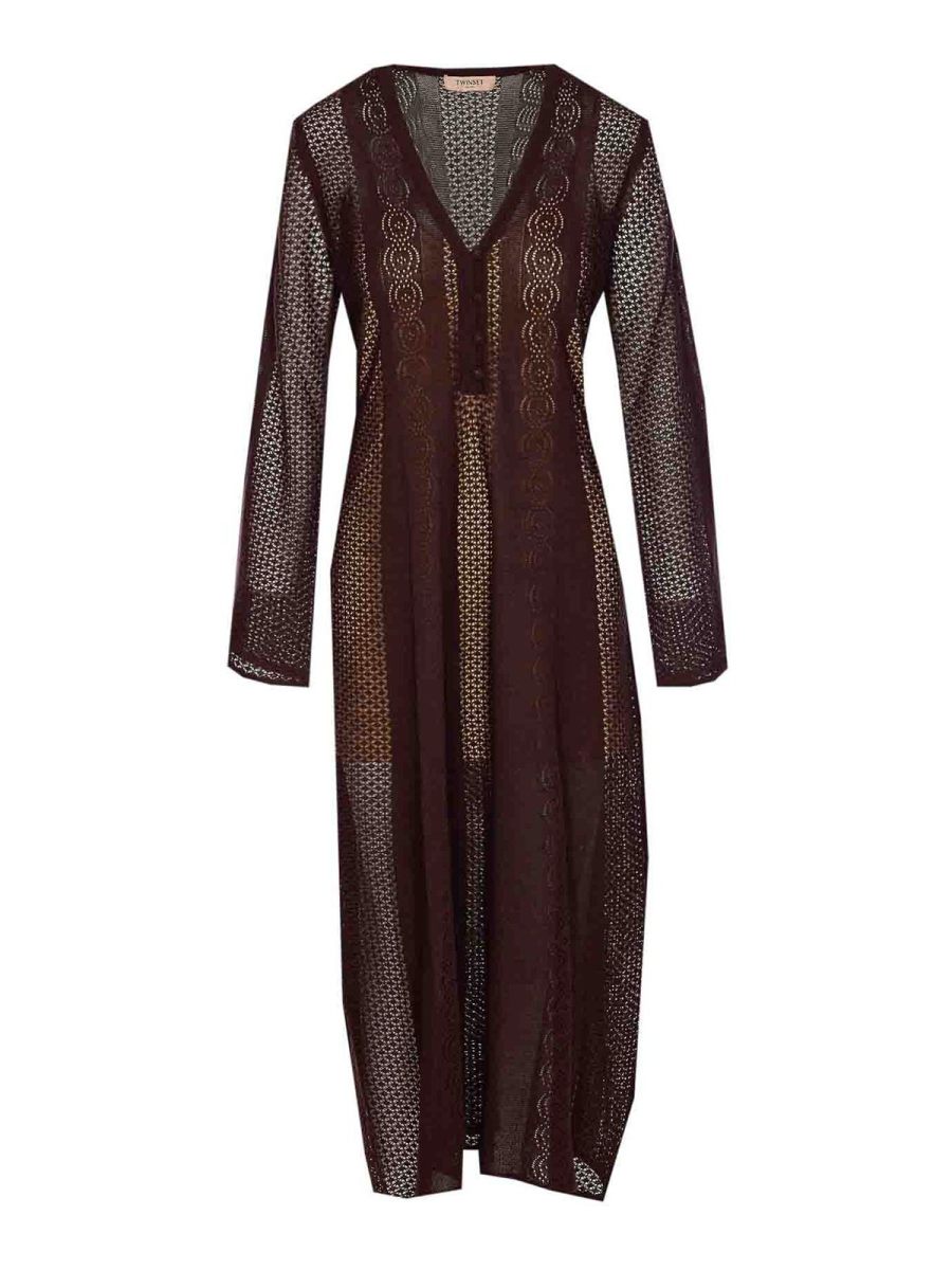 Twinset Robe Au Genou - Marron