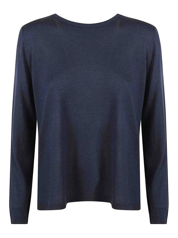 Kangra Cashmere Pull Col Bateau - Bleu
