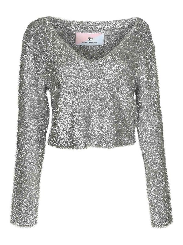Chiara Ferragni Pull Col Rond - Argent