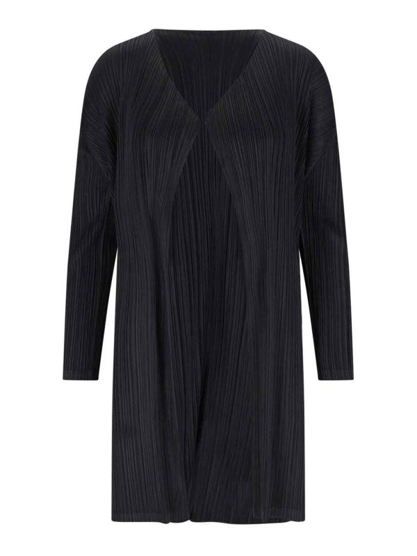Pleats Please Issey Miyake Manteau Court - Noir