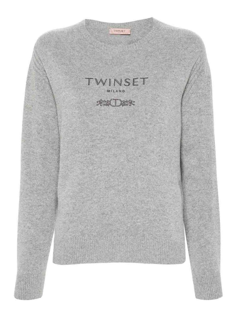 Twinset Pull Col Rond - Gris