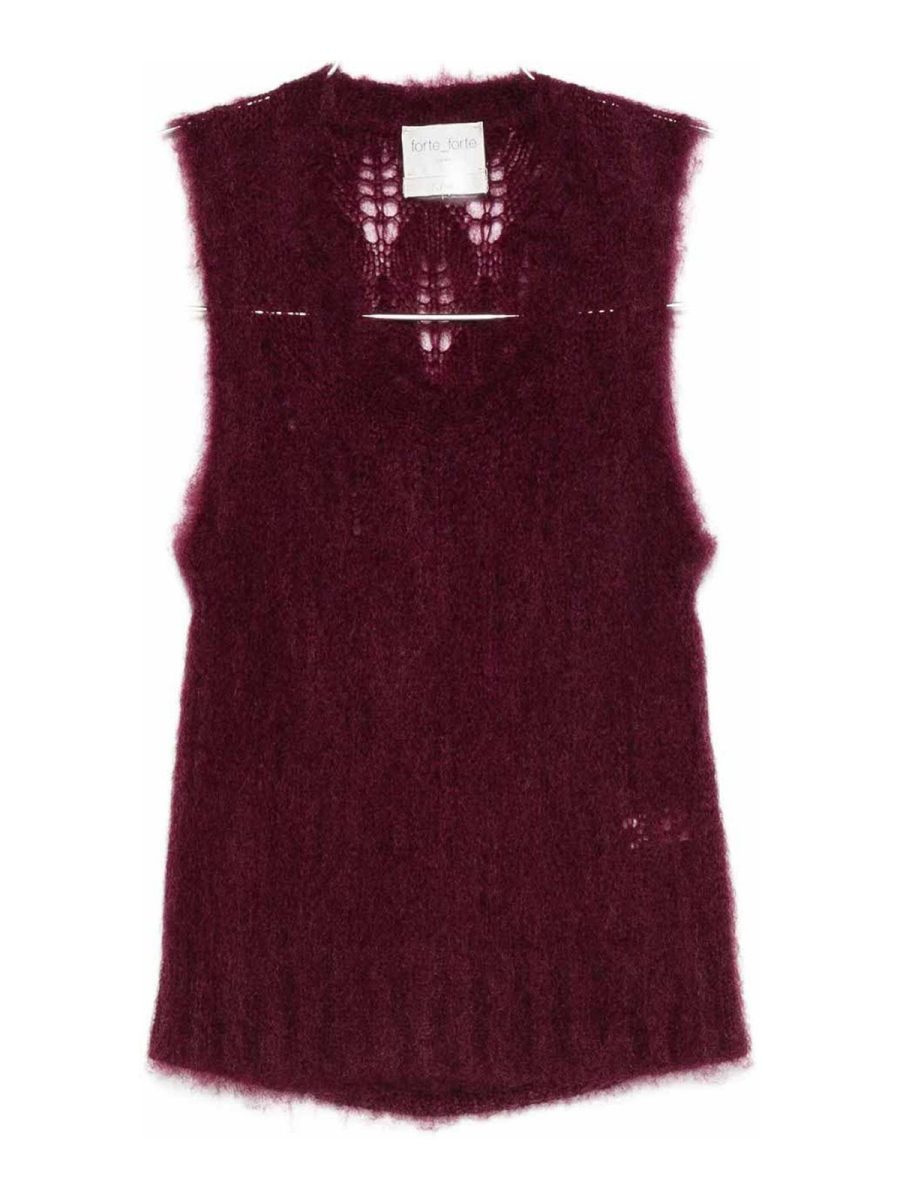 Forte Forte Pull Col Rond - Rouge Brun