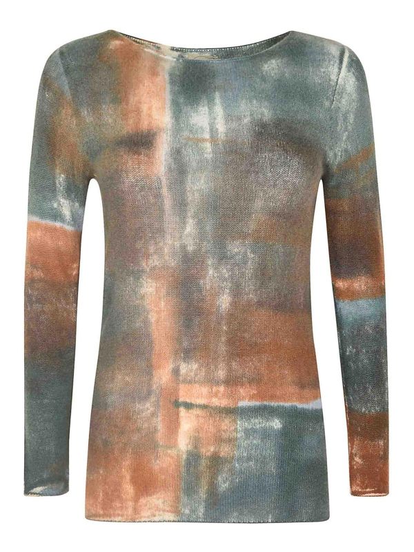F cashmere Pull Col Bateau - Vert