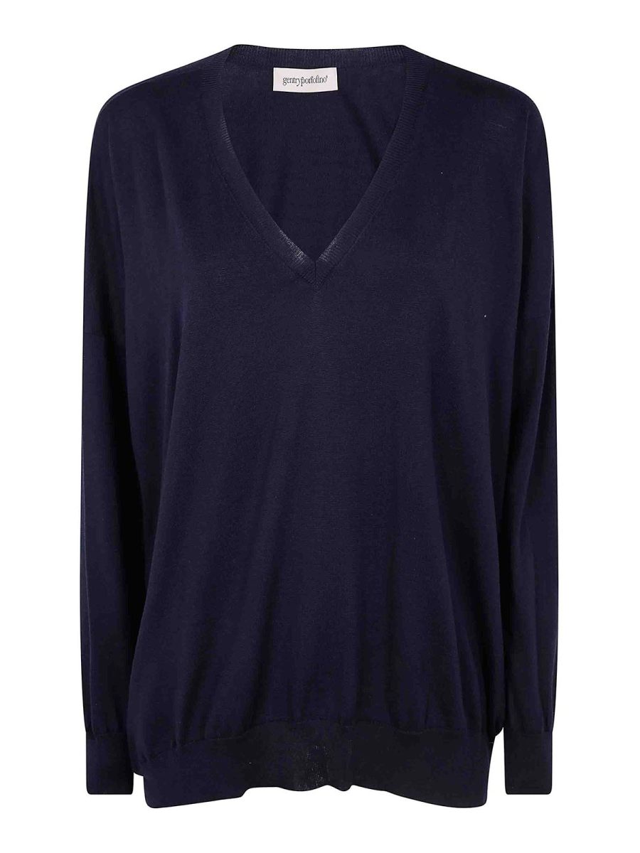 Gentryportofino Pull À Col V - Bleu
