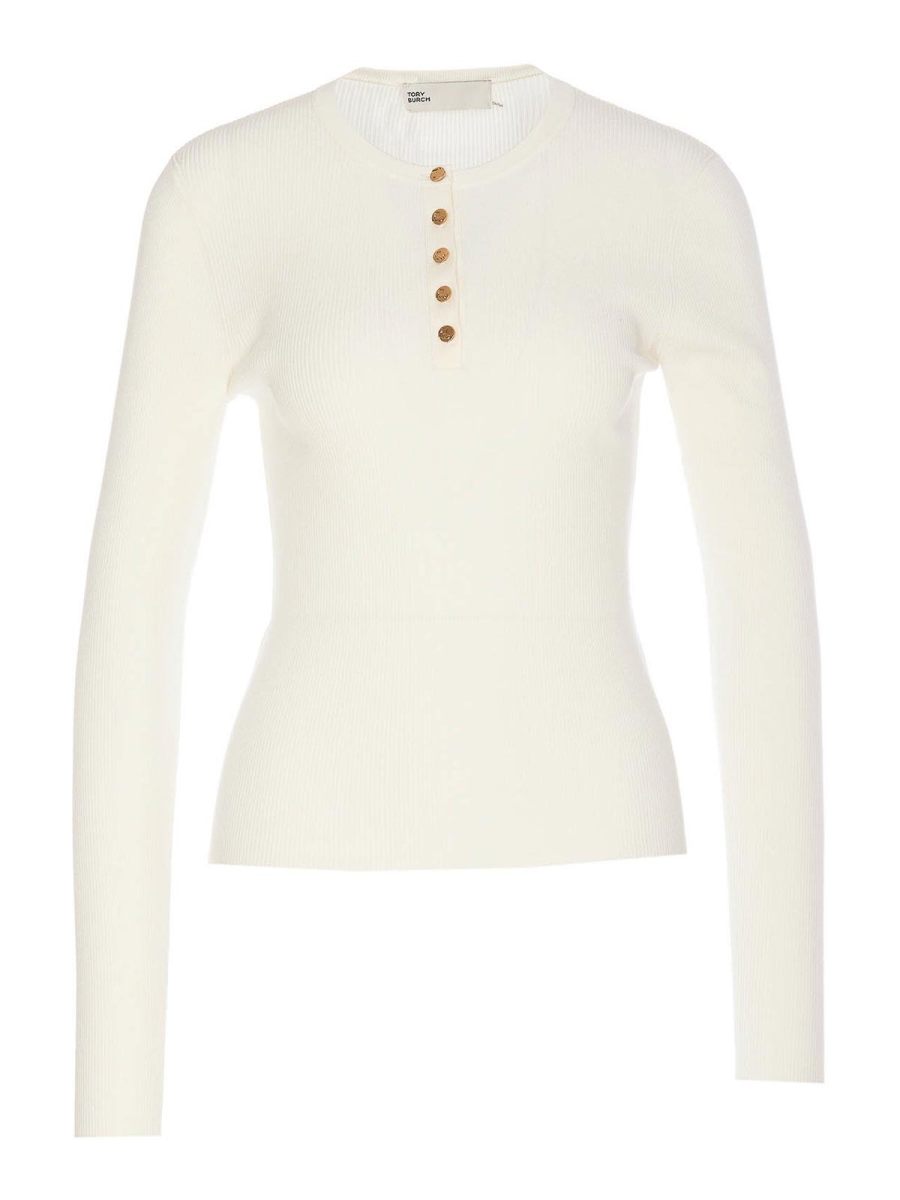 Tory Burch Pull Col Rond - Blanc