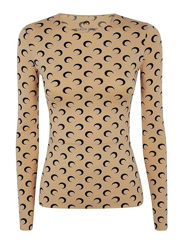Marine Serre Pull Col Rond - Marron