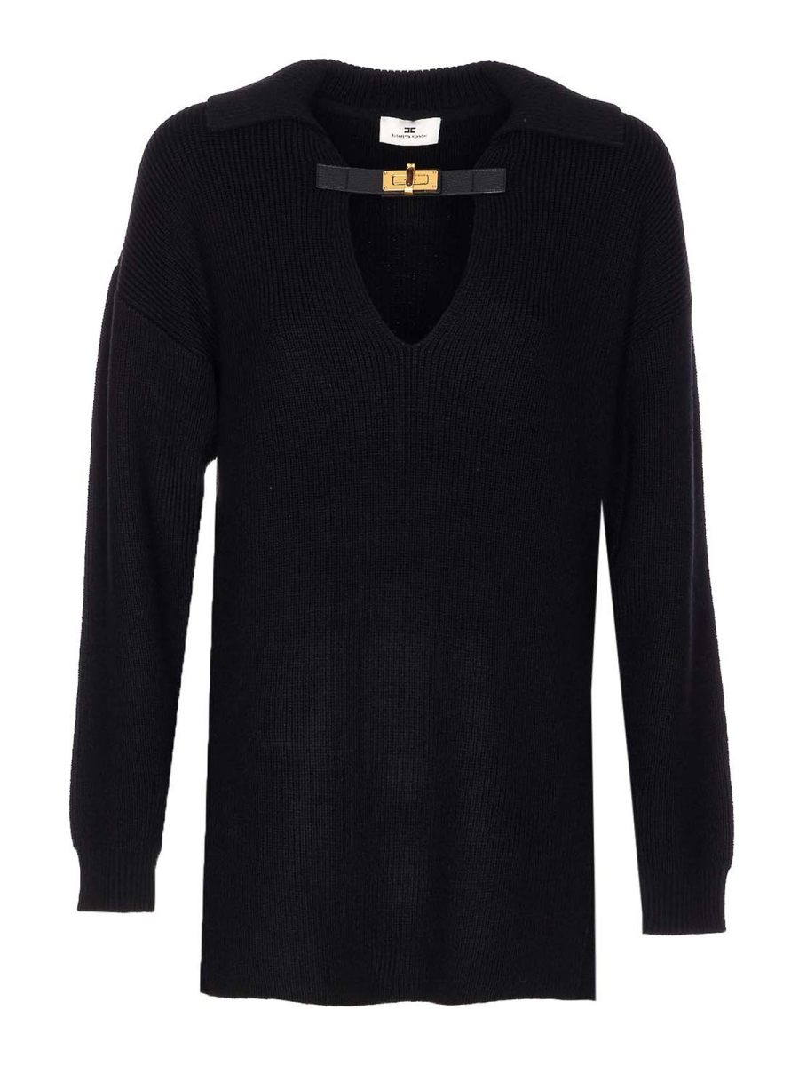 Elisabetta Franchi Pull Col Rond - Noir