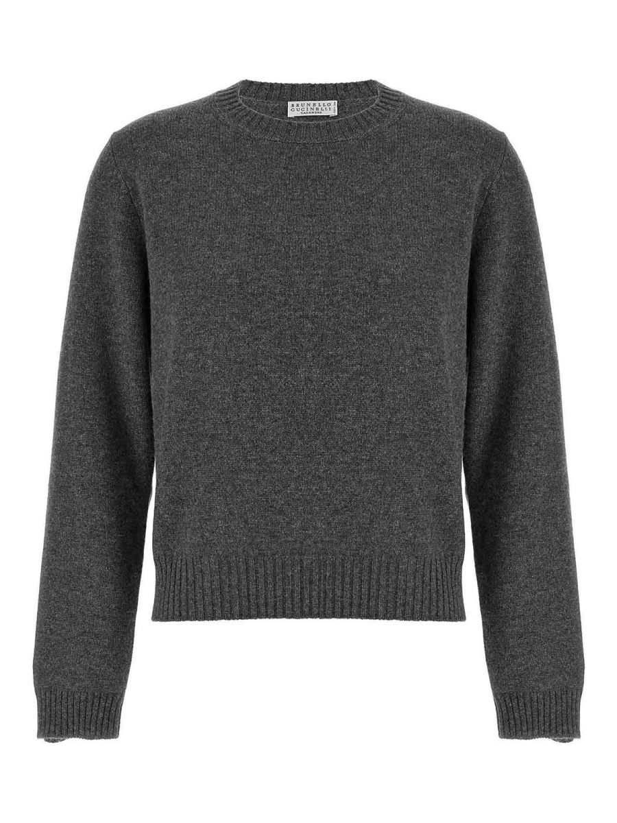 Brunello Cucinelli Pull Col Rond - Gris