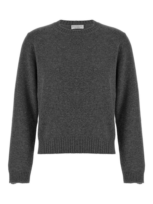 Brunello Cucinelli Pull Col Rond - Gris